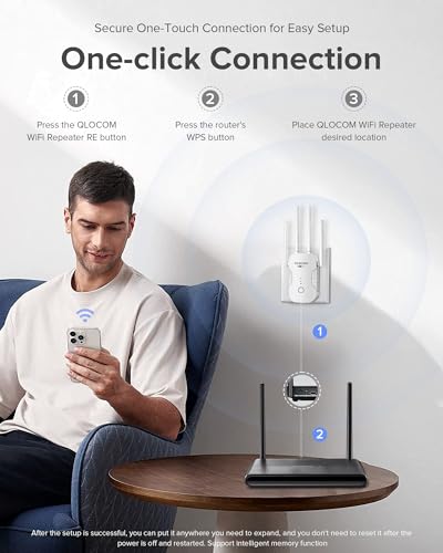 QLOCOM 2025 Newest WiFi Extender Booster Blazing-Fast 1200Mbps WiFi Booster Range Extender Dual Band 5GHz & 2.4GHz Wireless Internet Booster/Hotspot with 2800 Sq.Ft Wider Coverage, Easy Setup, UK Plug - Image 5