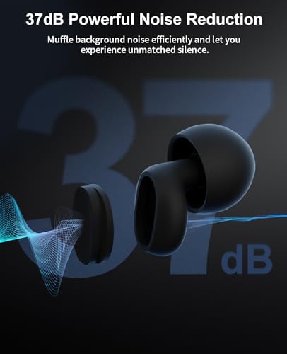 Vanpiie Ear Plugs for Sleep: 37dB Noise Reducing Hypoallergenic Ergonomic Design Earplugs, Secure-Fit Short Stem for Side Sleepers &Work, Non-Slip Design, 4 Pairs+Travel Case - Image 3