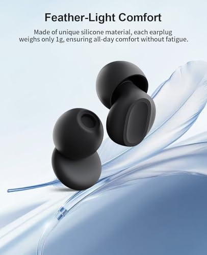 Vanpiie Ear Plugs for Sleep: 37dB Noise Reducing Hypoallergenic Ergonomic Design Earplugs, Secure-Fit Short Stem for Side Sleepers &Work, Non-Slip Design, 4 Pairs+Travel Case - Image 7