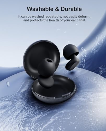 Vanpiie Ear Plugs for Sleep: 37dB Noise Reducing Hypoallergenic Ergonomic Design Earplugs, Secure-Fit Short Stem for Side Sleepers &Work, Non-Slip Design, 4 Pairs+Travel Case - Image 8