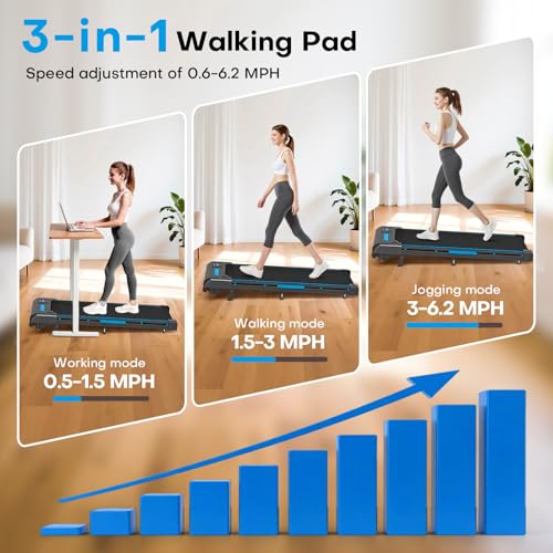 Walking Pad with Incline, FOUSAE 3 in 1 Treadmills for Home with Double Frame 330 LB Weight Capacity, 2.5 HP Under Desk Walking Treadmill with 12 HIIT Programs, Magnetic Remote Control - Image 3