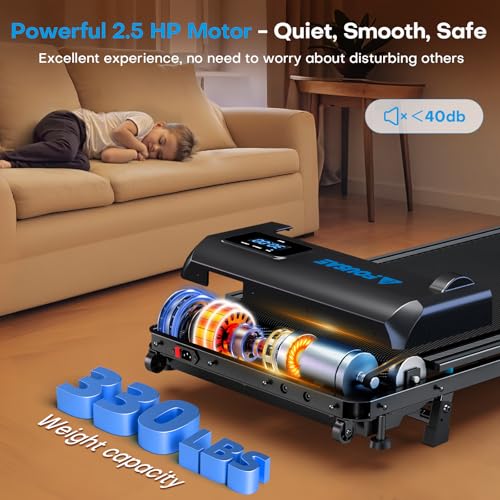 Walking Pad with Incline, FOUSAE 3 in 1 Treadmills for Home with Double Frame 330 LB Weight Capacity, 2.5 HP Under Desk Walking Treadmill with 12 HIIT Programs, Magnetic Remote Control - Image 5