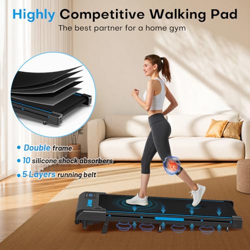 Walking Pad with Incline, FOUSAE 3 in 1 Treadmills for Home with Double Frame 330 LB Weight Capacity, 2.5 HP Under Desk Walking Treadmill with 12 HIIT Programs, Magnetic Remote Control - Image 6