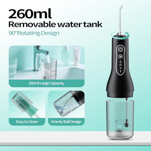 Water Flosser, 2025 Upgrded Water Pick Remover with 4 Modes and 5 Replacement Nozzles, Water Pick to Solve Oral Problems and Whiten Teeth, IPX7 Waterproof Double Electric Flosser for Home, Travel - Image 5