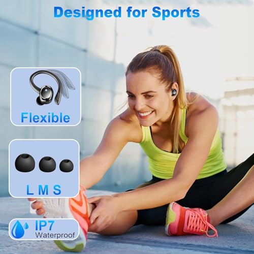 Wireless Earbuds, 2025 Bluetooth 5.4 Headphones Sport, 3D Stereo Deep Bass Earphones, 4 ENC Noise Cancelling Mic, 50 Hrs USB-C IP-X7 Waterproof in Ear Buds Android iOS for Running Gym Workout, Black - Image 6