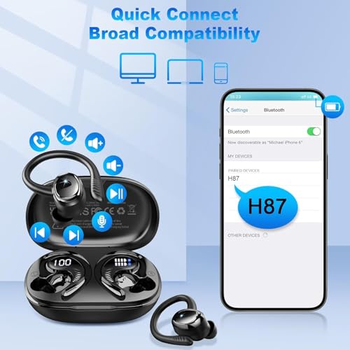 Wireless Earbuds, 2025 Bluetooth 5.4 Headphones Sport, 3D Stereo Deep Bass Earphones, 4 ENC Noise Cancelling Mic, 50 Hrs USB-C IP-X7 Waterproof in Ear Buds Android iOS for Running Gym Workout, Black - Image 8