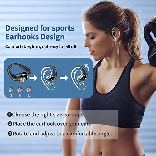 Wireless Earbuds, Bluetooth 5.4 Headphones Sport with 4 ENC Noise Cancelling Mic, 50H Wireless Headphones with Earhooks HiFi Stereo Deep Bass, IP7 Waterproof Bluetooth Earphones for Sport/Gym/Running - Image 6