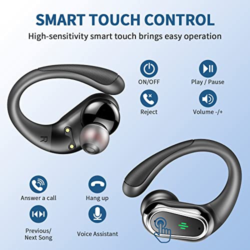 Wireless Earbuds, Bluetooth 5.4 Headphones Sport with 4 ENC Noise Cancelling Mic, 50H Wireless Headphones with Earhooks HiFi Stereo Deep Bass, IP7 Waterproof Bluetooth Earphones for Sport/Gym/Running - Image 7