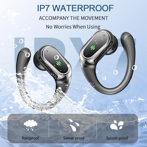 Wireless Earbuds, Bluetooth 5.4 Headphones Sport with 4 ENC Noise Cancelling Mic, 50H Wireless Headphones with Earhooks HiFi Stereo Deep Bass, IP7 Waterproof Bluetooth Earphones for Sport/Gym/Running - Image 8