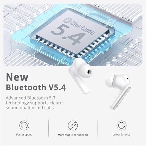 Wireless Earbuds, Bluetooth 5.4 Headphones in Ear 3D Bass Stereo, 40H Wireless Earphones with 4 ENC Noise Cancelling Mic, IP7 Waterproof Bluetooth Earbuds LED USB-C, Hands-Free Calls with AI, White - Image 3