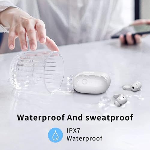 Wireless Earbuds, Bluetooth 5.4 Headphones in Ear 3D Bass Stereo, 40H Wireless Earphones with 4 ENC Noise Cancelling Mic, IP7 Waterproof Bluetooth Earbuds LED USB-C, Hands-Free Calls with AI, White - Image 8