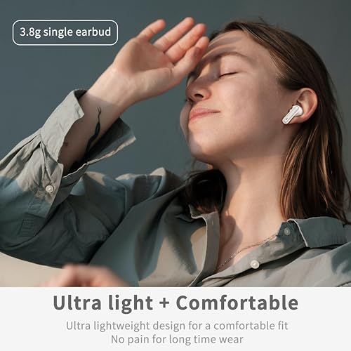 Wireless Earbuds, Bluetooth 5.4 Headphones in Ear 3D Bass Stereo, 40H Wireless Earphones with 4 ENC Noise Cancelling Mic, IP7 Waterproof Bluetooth Earbuds LED USB-C, Hands-Free Calls with AI, White - Image 9