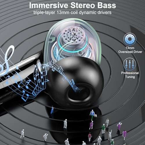 Wireless Earbuds Bluetooth Headphone, Bluetooth 5.4 Earbuds Noise Cancelling, 45H Deep Bass Stereo Sound Earphone Wireless Headphone with Dual LED Power Display, 4 ENC Mic, Type C Fast Charge Ear Buds - Image 4