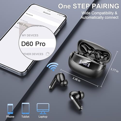 Wireless Earbuds Bluetooth Headphone, Bluetooth 5.4 Earbuds Noise Cancelling, 45H Deep Bass Stereo Sound Earphone Wireless Headphone with Dual LED Power Display, 4 ENC Mic, Type C Fast Charge Ear Buds - Image 7