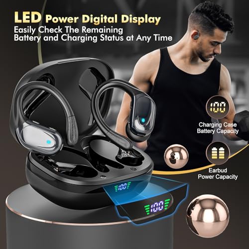 Wireless Earbuds, Bluetooth Headphones, Ear Buds with 80hr Playtime, LED Power Display, Noise Canceling, LED Power Display, IPX7 Waterproof Earphones for Gym/Workout/Sport - Image 7