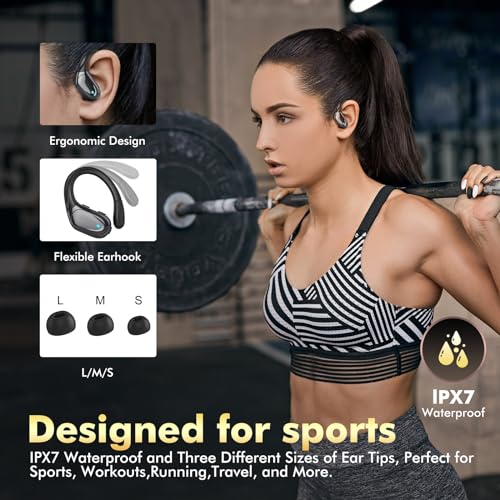 Wireless Earbuds, Bluetooth Headphones, Ear Buds with 80hr Playtime, LED Power Display, Noise Canceling, LED Power Display, IPX7 Waterproof Earphones for Gym/Workout/Sport - Image 8