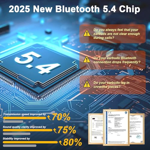 Wireless Earbuds, Ear Buds Bluetooth 5.4 Headphones 2025 with ENC Noise Cancelling, Bluetooth Earphones 48H Playtime Wireless Earphones HiFi Stereo, in Ear Headphones IP7 Waterproof/USB-C Fast Charge - Image 4