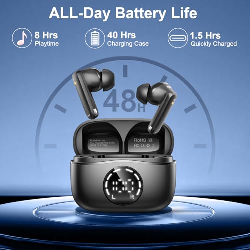 Wireless Earbuds, Ear Buds Bluetooth 5.4 Headphones 2025 with ENC Noise Cancelling, Bluetooth Earphones 48H Playtime Wireless Earphones HiFi Stereo, in Ear Headphones IP7 Waterproof/USB-C Fast Charge - Image 6