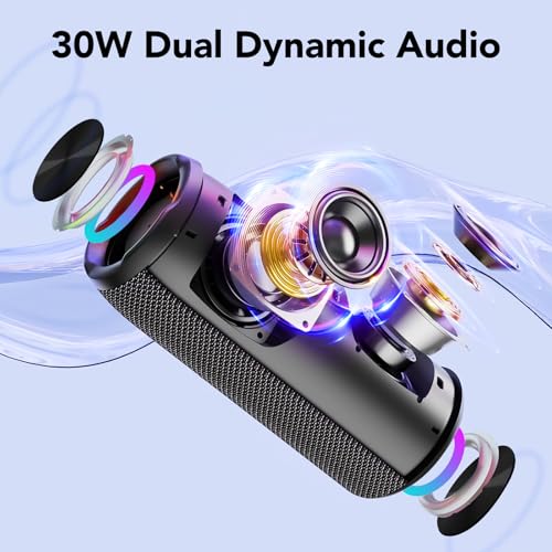 taopodo Portable Bluetooth Speaker with 30W Stereo Sound, 3 EQ Mode & 3 RGB lights, IPX7 Waterproof, 30H Playtime, TWS Wireless Pairing, Outdoor Speaker for Home, Outdoors and Hiking - Image 3