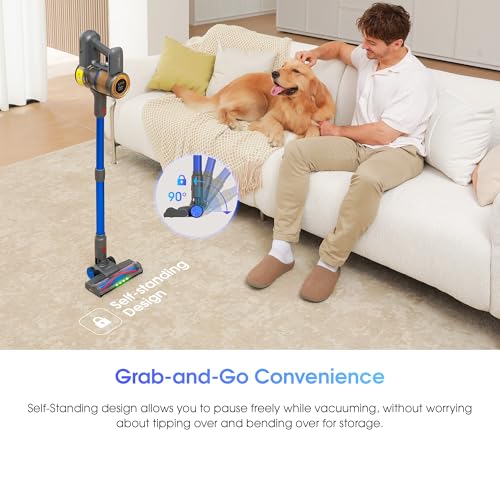 Cordless Vacuum Cleaner,Stick Vacuum 45KPA/450W/60min,Wall-mounted Charging/V-shaped Anti-Tangle,with Self-standing Function and Removable Battery,Vacuum Cleaner for Pet Hair,Carpets and Hard Floors - Image 8