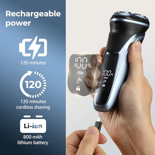 Dyoonoer Cordless Electric Razor for Men: Rechargeable Electric Shaver for Men - IPX7 Waterproof Wet Dry Rechargeable Foil Shaver with Pop up Trimmer and Travel Lock All-Season Tires - Image 5