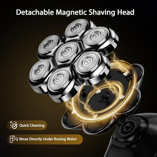 EenaPey Electric Head Shavers for Men:5 in 1 Electric Razor for Bald Men with 7D Floating Head-IPX7 Waterproof Wet/Dry LED Display and Type C Rechargeable Grooming Kit Used for Face/Head/Scalp - Image 3