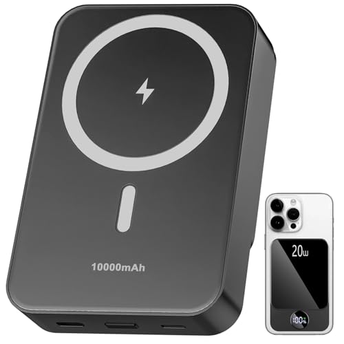 Magnetic Power Bank 10000mAh,20W Fast Charging Portable Charger, Wireless Power Bank with LED Display, Small USB-C Battery Pack with Mag-safe for iPhone 16/15 Plus/Pro/Max,14/13/12 Series,Black - Image 9