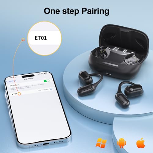 Open Ear Headphones, 3D HiFi Bluetooth 5.4 Wireless Earbuds with Noise Canceling, 67H Playtime Open EarBuds with Fast Chargin, IP7 Waterproof Light Weight Sport Earphones For Running, Fitness. Black - Image 7