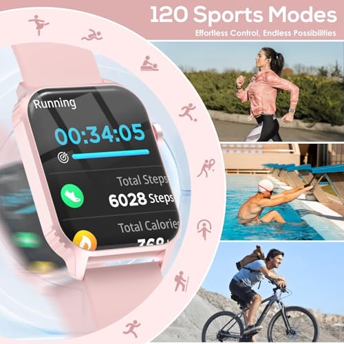 TRAUSI Smart Watches for Women Men, 1.83 inches HD Smartwatch with 120 Sports Modes, Heart Rate/Sleep Monitor, IP67 Waterproof, Bluetooth Call & Music Control for iPhone/Android (Pink) - Image 6