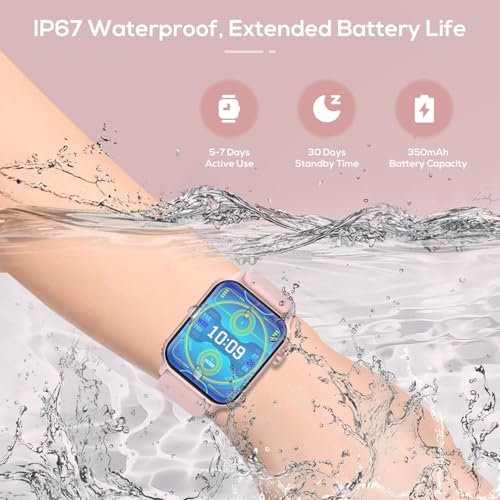 TRAUSI Smart Watches for Women Men, 1.83 inches HD Smartwatch with 120 Sports Modes, Heart Rate/Sleep Monitor, IP67 Waterproof, Bluetooth Call & Music Control for iPhone/Android (Pink) - Image 7