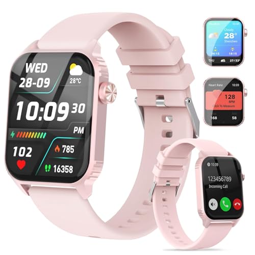 TRAUSI Smart Watches for Women Men, 1.83 inches HD Smartwatch with 120 Sports Modes, Heart Rate/Sleep Monitor, IP67 Waterproof, Bluetooth Call & Music Control for iPhone/Android (Pink) - Image 2