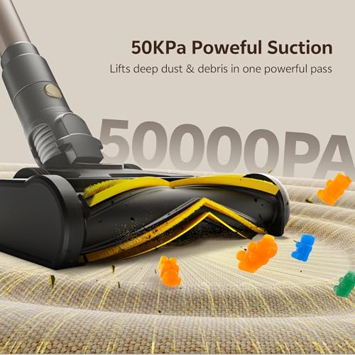 Ultenic U15 Cordless Vacuum Cleaner 50000Pa/65Min Runtime, Anti-tangle Brush with GreenEye Technology, Self Standing Stick Vacuum, Telescopic Tube, Ideal for All Floors, Carpet & Pet Hair - Image 3