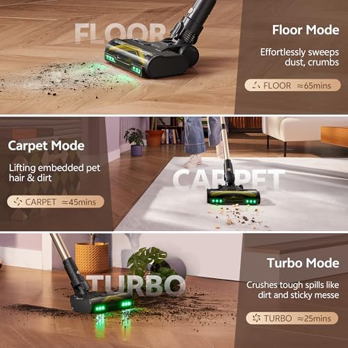 Ultenic U15 Cordless Vacuum Cleaner 50000Pa/65Min Runtime, Anti-tangle Brush with GreenEye Technology, Self Standing Stick Vacuum, Telescopic Tube, Ideal for All Floors, Carpet & Pet Hair - Image 8