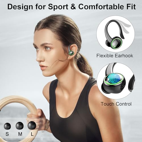 Wireless Earbuds, Bluetooth 5.4 Headphones, 50H+ Playtime Stereo Noise Canceling Headphones with 4 ENC Mic, Sport Ear buds with Earhooks, IPX7 Waterproof Wireless Earphones for Sport/Running/Gym - Image 5