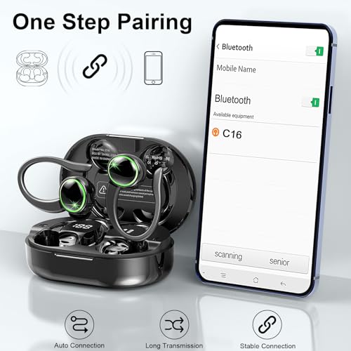 Wireless Earbuds, Bluetooth 5.4 Headphones, 50H+ Playtime Stereo Noise Canceling Headphones with 4 ENC Mic, Sport Ear buds with Earhooks, IPX7 Waterproof Wireless Earphones for Sport/Running/Gym - Image 6