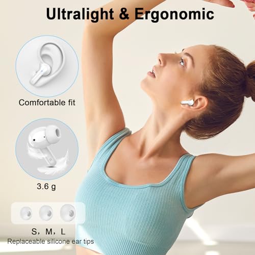 Wireless Earbuds, Bluetooth 5.4 Headphones in Ear with 4 ENC Ear Buds, 2025 New Wireless Headphones Noise Cancelling Mic, HiFi Stereo Bluetooth Earphone 36H Playtime, IP7 Waterproof/LED Display/USB-C - Image 6