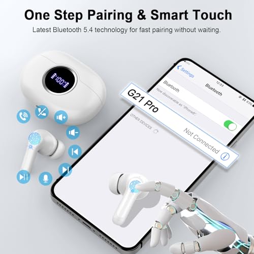 Wireless Earbuds, Bluetooth 5.4 Headphones in Ear with 4 ENC Ear Buds, 2025 New Wireless Headphones Noise Cancelling Mic, HiFi Stereo Bluetooth Earphone 36H Playtime, IP7 Waterproof/LED Display/USB-C - Image 8