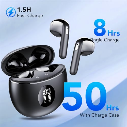 Wireless Earbuds, Ear buds Bluetooth 5.4 Headphones in Ear, 2025 New Bluetooth Earphones with 4 ENC Noise Cancelling Mic, Bass Boost 87%, 50H Ear phones with IP7 Waterproof, Fast Charge, LED Display - Image 4