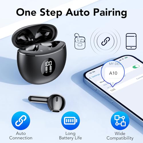 Wireless Earbuds, Ear buds Bluetooth 5.4 Headphones in Ear, 2025 New Bluetooth Earphones with 4 ENC Noise Cancelling Mic, Bass Boost 87%, 50H Ear phones with IP7 Waterproof, Fast Charge, LED Display - Image 6