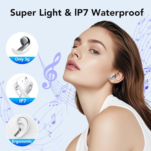 Wireless Earbuds, Ear buds Bluetooth 5.4 Headphones in Ear, 2025 New Bluetooth Earphones with 4 ENC Noise Cancelling Mic, Bass Boost 87%, 50H Ear phones with IP7 Waterproof, Fast Charge, LED Display - Image 7