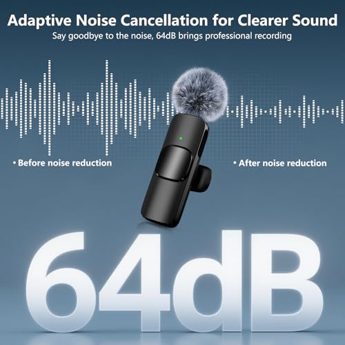 Wireless Lavalier Microphone for iPhone Android,2 Mini Lapel Microphones for Video Recording/LiveStream/YouTube/Online Meeting/TikTok (Black) - Image 4