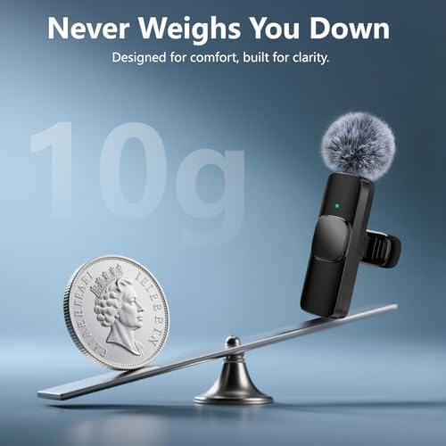 Wireless Lavalier Microphone for iPhone Android,2 Mini Lapel Microphones for Video Recording/LiveStream/YouTube/Online Meeting/TikTok (Black) - Image 8