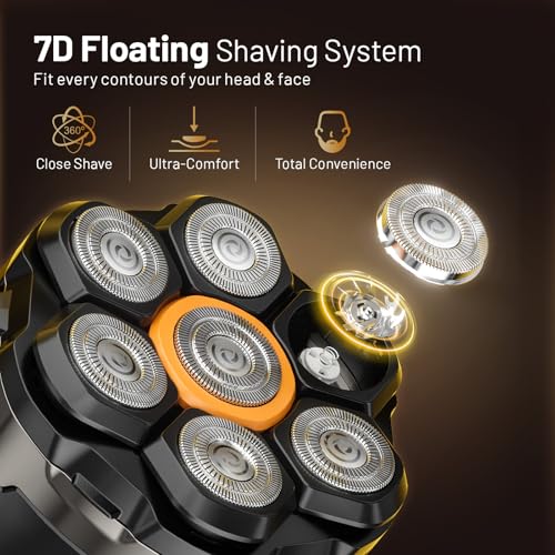 Dyoonoer 7D Electric Head Shavers for Men - Cordless Waterproof Rotary Razor Head Shavers for Bald Head with LED Display, Wet/Dry Use - Ideal for Sensitive Skin, Travel & Idea Gifts - Image 3