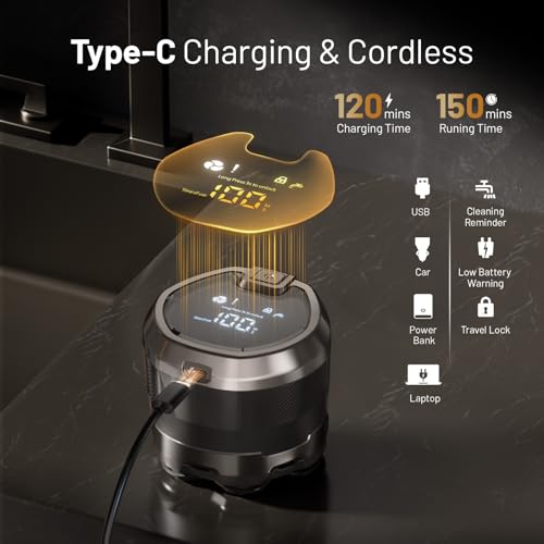 Dyoonoer 7D Electric Head Shavers for Men - Cordless Waterproof Rotary Razor Head Shavers for Bald Head with LED Display, Wet/Dry Use - Ideal for Sensitive Skin, Travel & Idea Gifts - Image 4