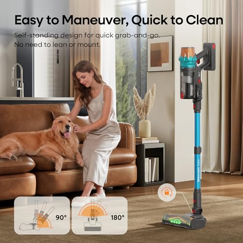 ElecKeys K10 Cordless Vacuum Cleaner, 48Kpa 580W 65Mins Vacuum Cleaner for Home, Anti-Tangle Stick Vacuum Self-Standing, Vacuum Cordless Rechargeable for Pet Hair/Carpet. - Image 7