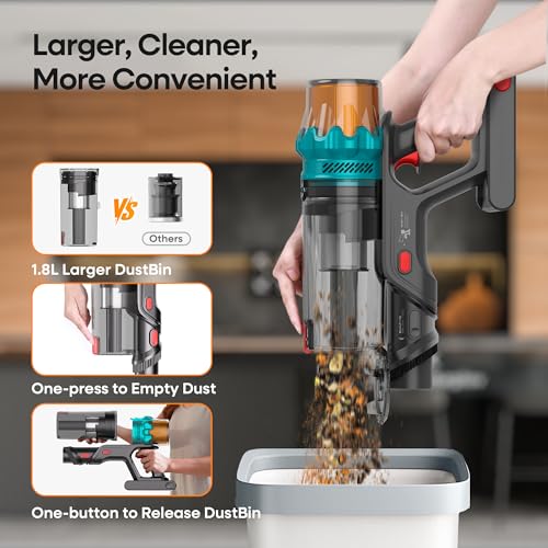 ElecKeys K10 Cordless Vacuum Cleaner, 48Kpa 580W 65Mins Vacuum Cleaner for Home, Anti-Tangle Stick Vacuum Self-Standing, Vacuum Cordless Rechargeable for Pet Hair/Carpet. - Image 10