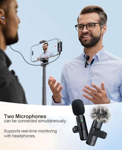 MENERESAS Mini Microphone for iPhone/Android: 3-in-1 Wireless Lavalier Microphone with Crystal Sound and Noise Reduction for Camera, Professional Video Recording, YouTube, TikTok - Image 5