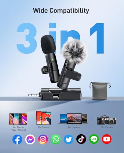 MENERESAS Mini Microphone for iPhone/Android: 3-in-1 Wireless Lavalier Microphone with Crystal Sound and Noise Reduction for Camera, Professional Video Recording, YouTube, TikTok - Image 7