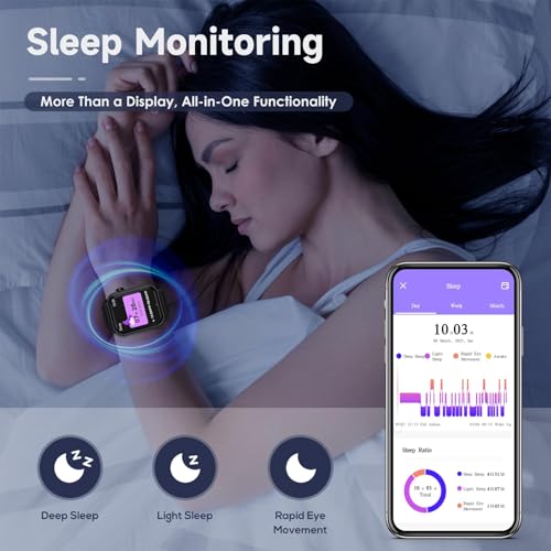 TRAUSI Smart Watches for Women Men, 1.83 inches HD Smartwatch with 120 Sports Modes, Heart Rate/Sleep Monitor, IP67 Waterproof, Bluetooth Call & Music Control for iPhone/Android (Black) - Image 7