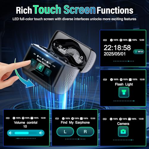 Wireless Earbuds, Bluetooth 5.4 Headphones In Ear with Multifunctional Touchscreen, 48H HiFi Stereo Bluetooth Ear buds with ANC/ENC Noise Cancelling, 5 EQ Modes, IP7 Waterproof Bluetooth Earphones - Image 3